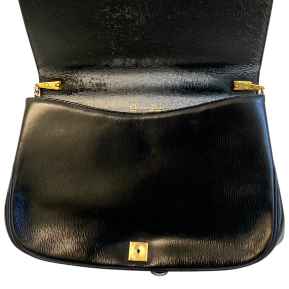 Dior Black Leather Shoulder Bag - CD Logo Hardware & Two-Tone Chain - Vintage - Picture 13 of 16